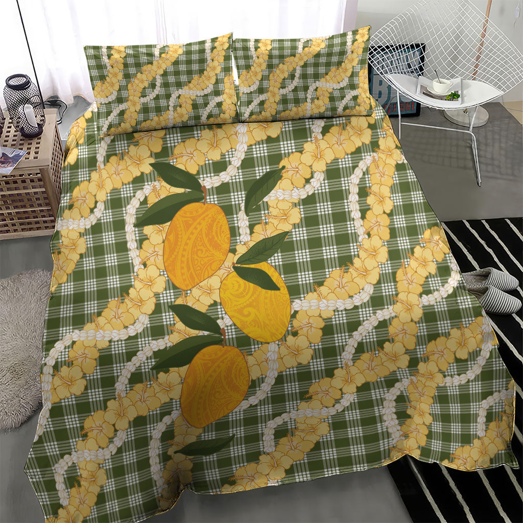 Uliuli Ahiahia Hawaiian Mango Palaka Bedding Set Aloha Hibiscus Pikake Lei LT9 - Polynesian Pride