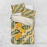 Uliuli Ahiahia Hawaiian Mango Palaka Bedding Set Aloha Hibiscus Pikake Lei LT9 US Twin 172cm x 218cm Sage Green - Polynesian Pride