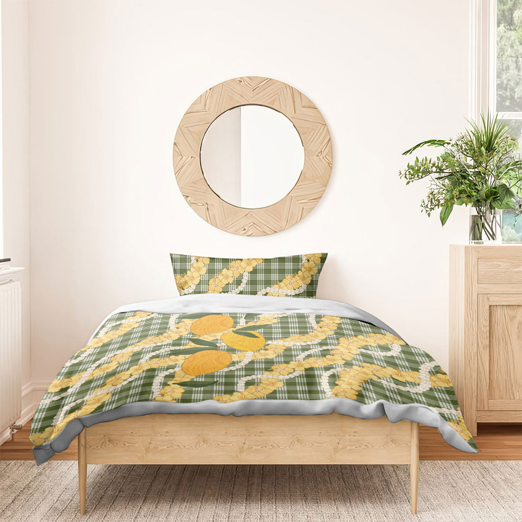 Uliuli Ahiahia Hawaiian Mango Palaka Bedding Set Aloha Hibiscus Pikake Lei LT9 - Polynesian Pride