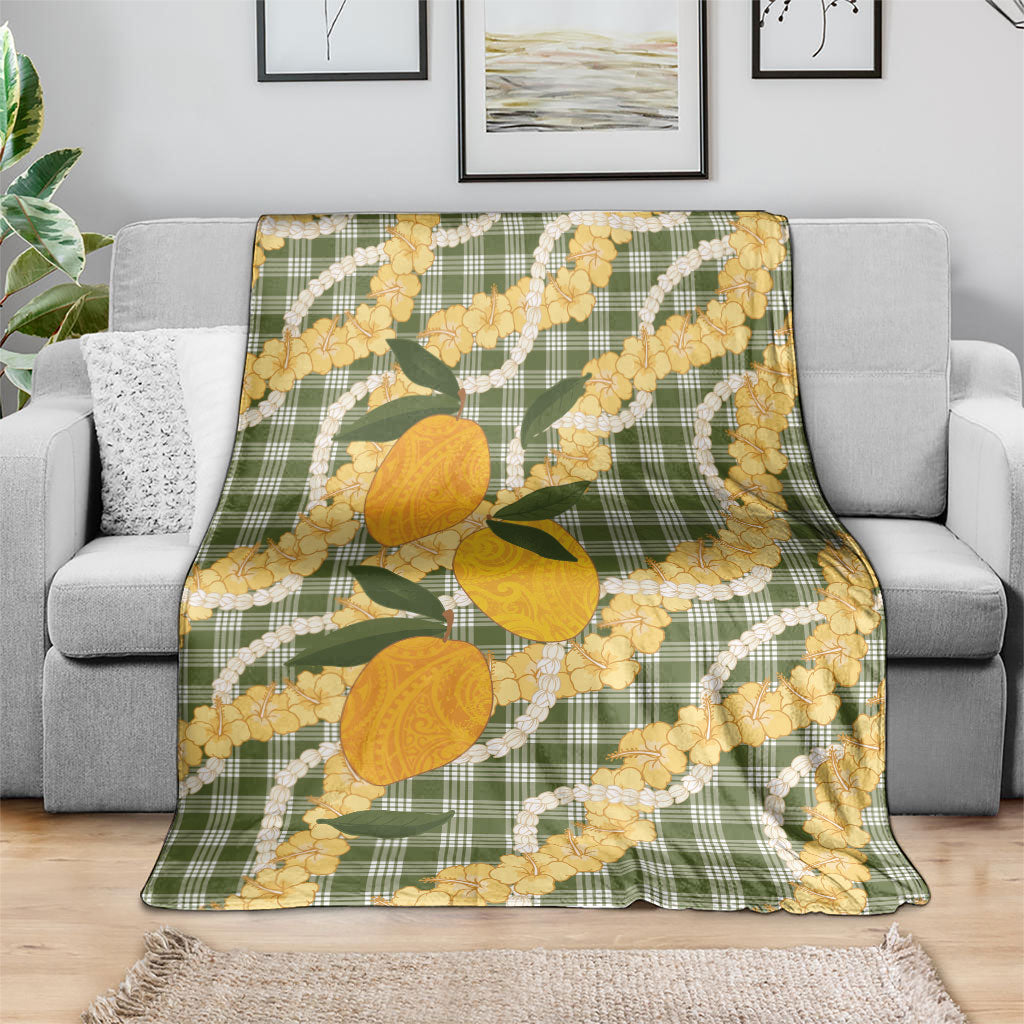 Uliuli Ahiahia Hawaiian Mango Palaka Blanket Aloha Hibiscus Pikake Lei LT9 - Polynesian Pride