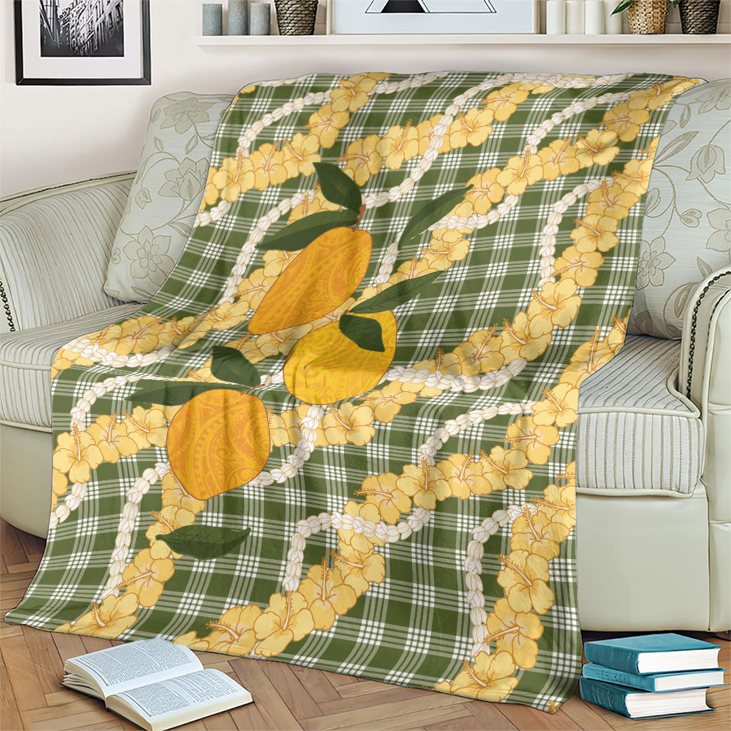 Uliuli Ahiahia Hawaiian Mango Palaka Blanket Aloha Hibiscus Pikake Lei LT9 - Polynesian Pride