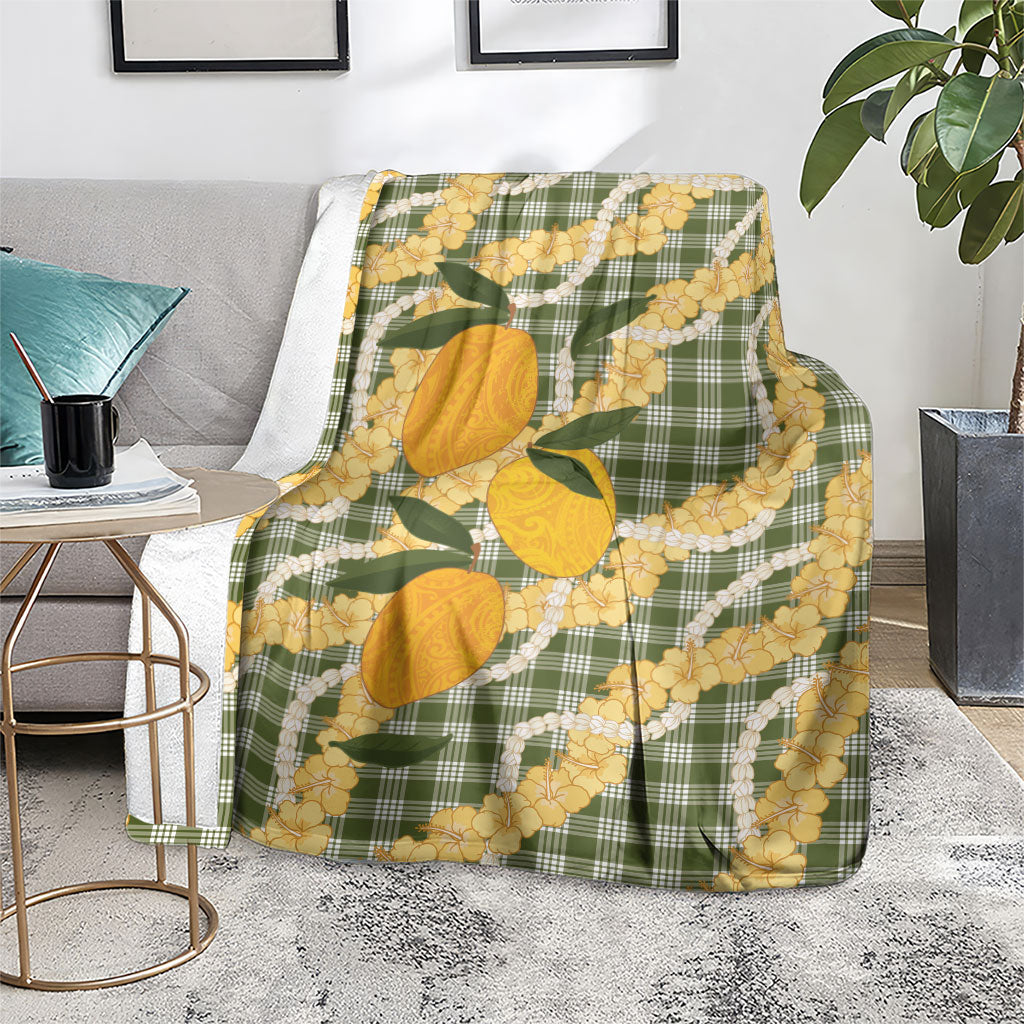 Uliuli Ahiahia Hawaiian Mango Palaka Blanket Aloha Hibiscus Pikake Lei LT9 - Polynesian Pride