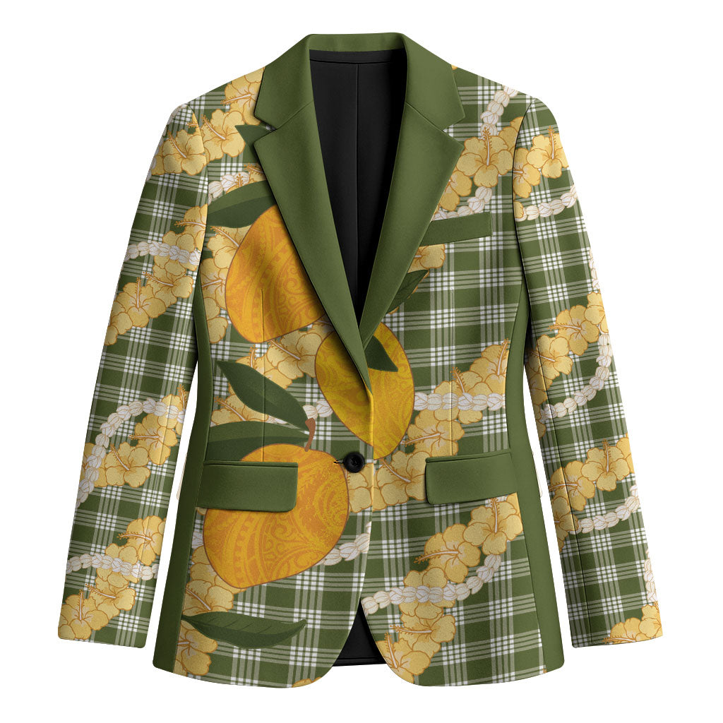 Uliuli Ahiahia Hawaiian Mango Palaka Blazer Aloha Hibiscus Pikake Lei LT9 Unisex Sage Green - Polynesian Pride