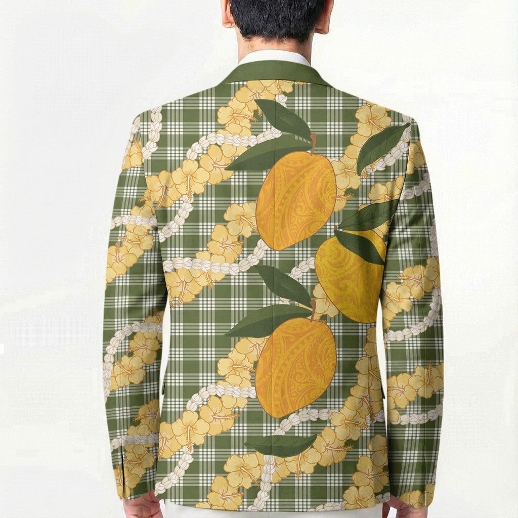 Uliuli Ahiahia Hawaiian Mango Palaka Blazer Aloha Hibiscus Pikake Lei LT9 - Polynesian Pride
