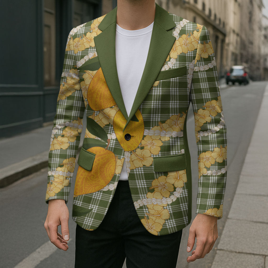 Uliuli Ahiahia Hawaiian Mango Palaka Blazer Aloha Hibiscus Pikake Lei LT9 - Polynesian Pride