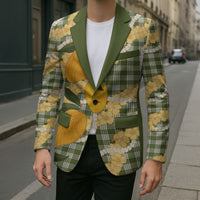 Uliuli Ahiahia Hawaiian Mango Palaka Blazer Aloha Hibiscus Pikake Lei LT9 - Polynesian Pride