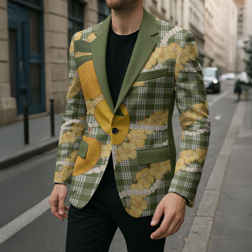 Uliuli Ahiahia Hawaiian Mango Palaka Blazer Aloha Hibiscus Pikake Lei LT9 - Polynesian Pride