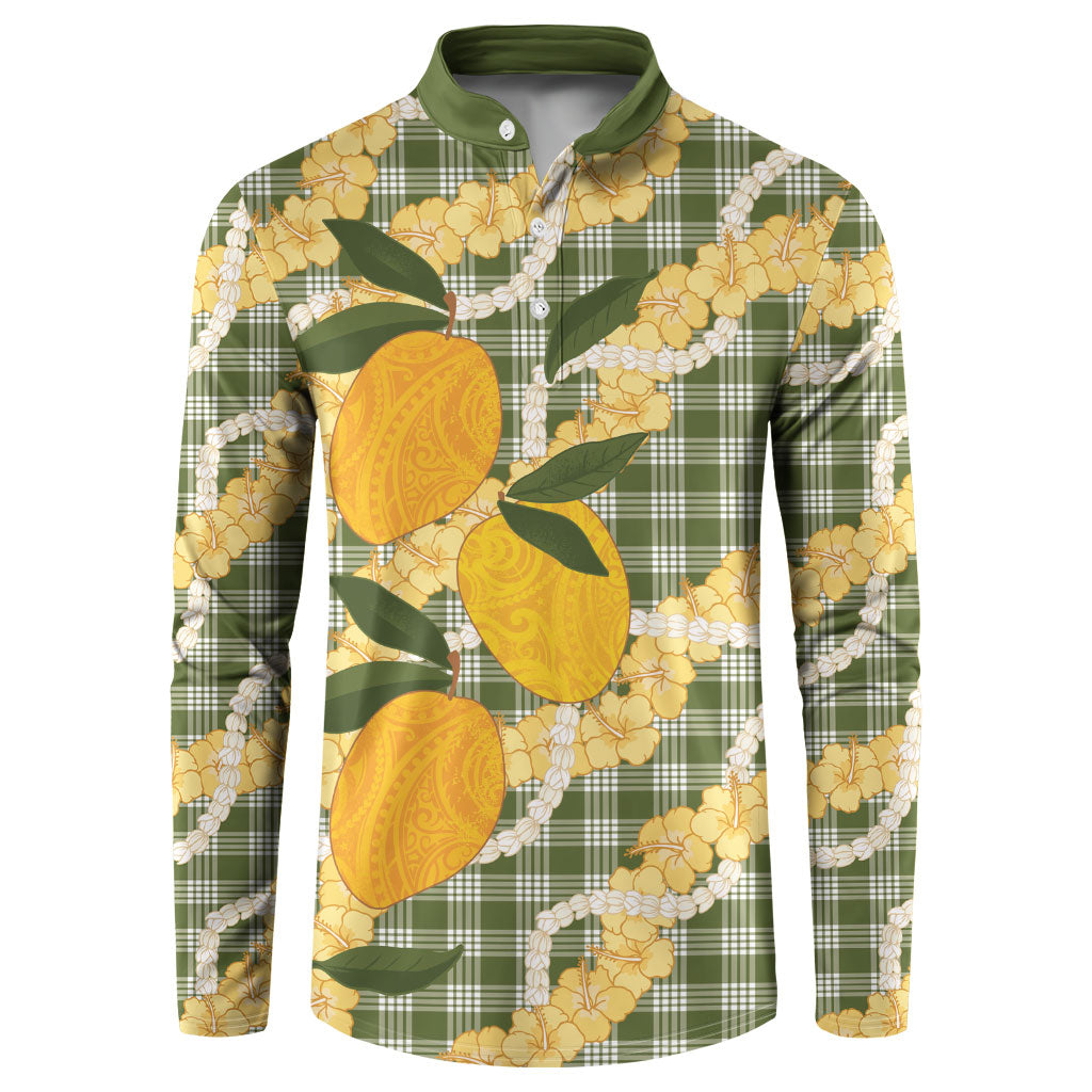 Uliuli Ahiahia Hawaiian Mango Palaka Button Sweatshirt Aloha Hibiscus Pikake Lei LT9 Sage Green - Polynesian Pride