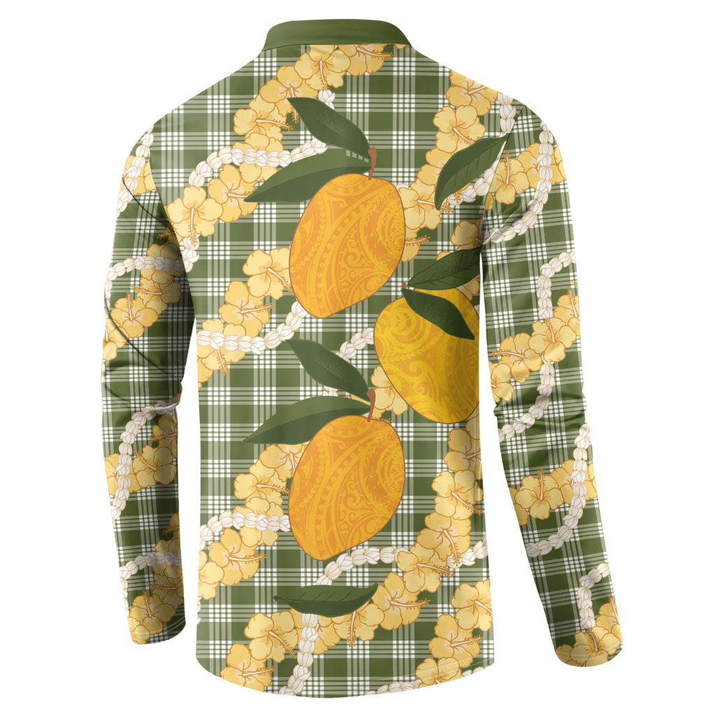 Uliuli Ahiahia Hawaiian Mango Palaka Button Sweatshirt Aloha Hibiscus Pikake Lei LT9 - Polynesian Pride