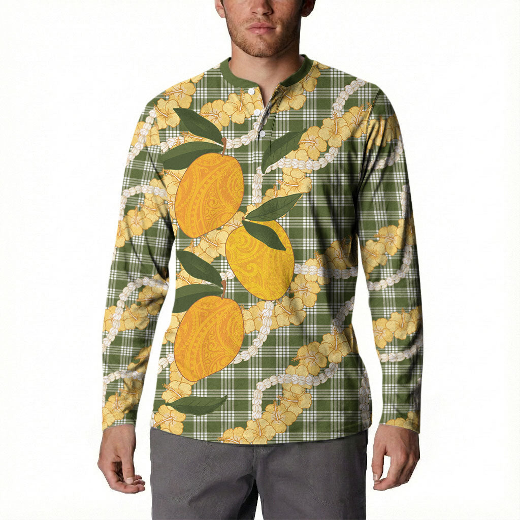 Uliuli Ahiahia Hawaiian Mango Palaka Button Sweatshirt Aloha Hibiscus Pikake Lei LT9 - Polynesian Pride