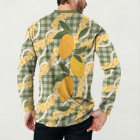 Uliuli Ahiahia Hawaiian Mango Palaka Button Sweatshirt Aloha Hibiscus Pikake Lei LT9 - Polynesian Pride