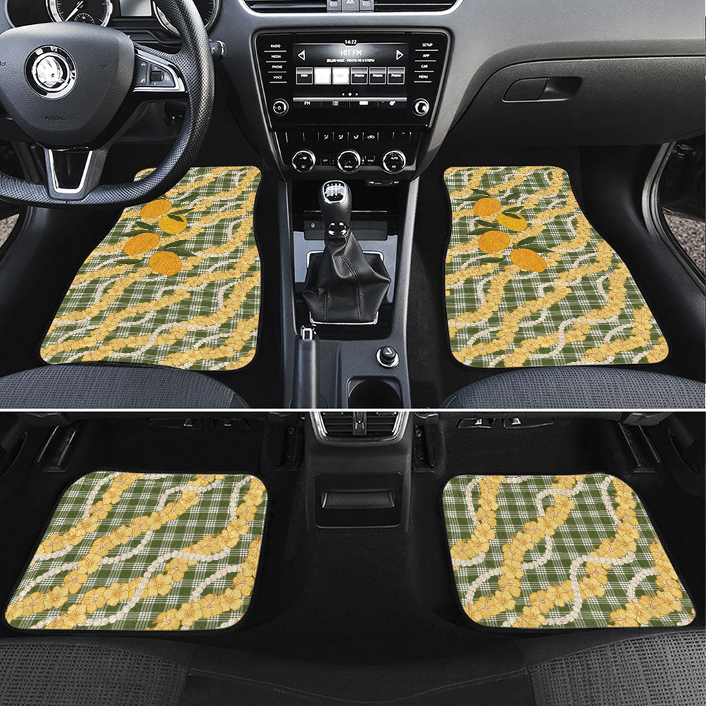 Uliuli Ahiahia Hawaiian Mango Palaka Car Mats Aloha Hibiscus Pikake Lei LT9 Set 4pcs Sage Green - Polynesian Pride