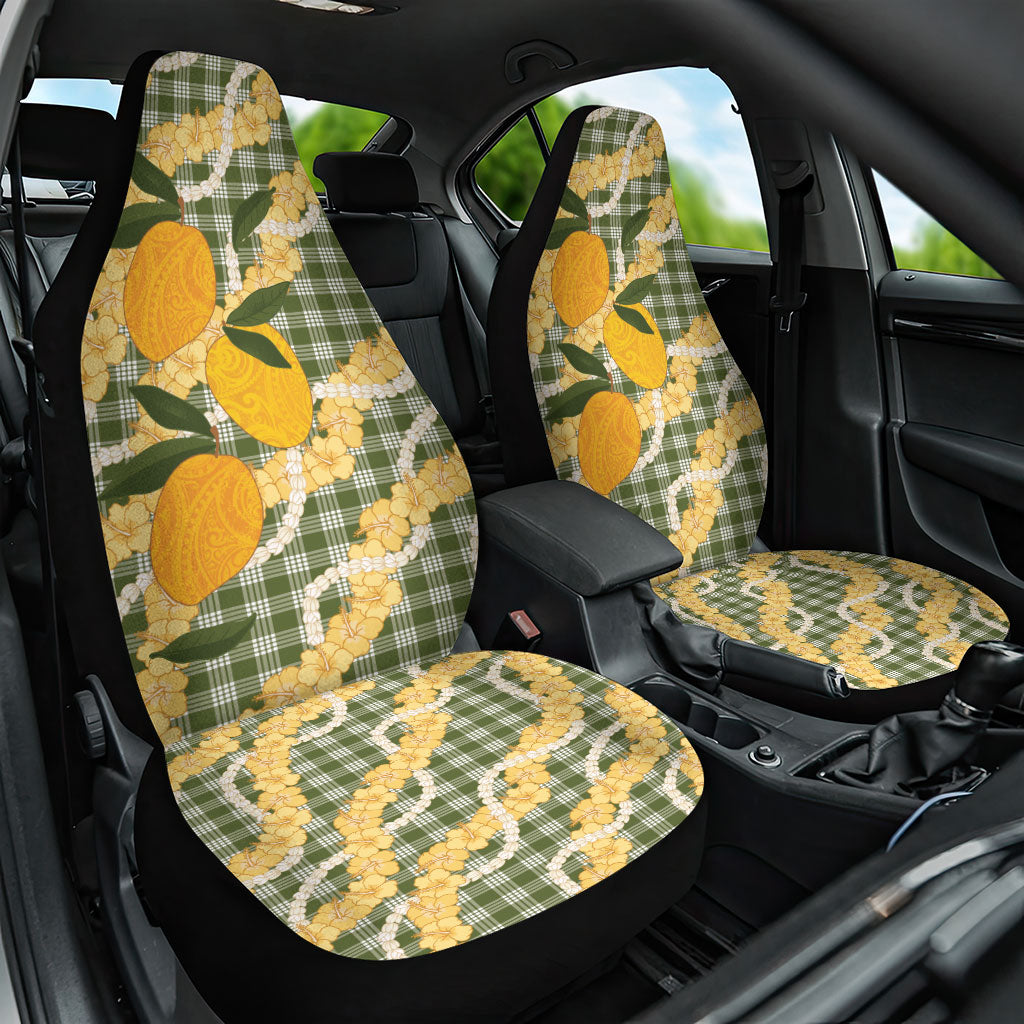 Uliuli Ahiahia Hawaiian Mango Palaka Car Seat Cover Aloha Hibiscus Pikake Lei LT9 One Size Sage Green - Polynesian Pride