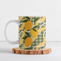 Uliuli Ahiahia Hawaiian Mango Palaka Ceramic Mug Aloha Hibiscus Pikake Lei LT9 Sage Green - Polynesian Pride