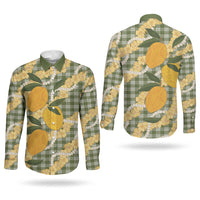 Uliuli Ahiahia Hawaiian Mango Palaka Couples Matching Mermaid Dress and Long Sleeve Button Shirt Aloha Hibiscus Pikake Lei LT9 - Polynesian Pride