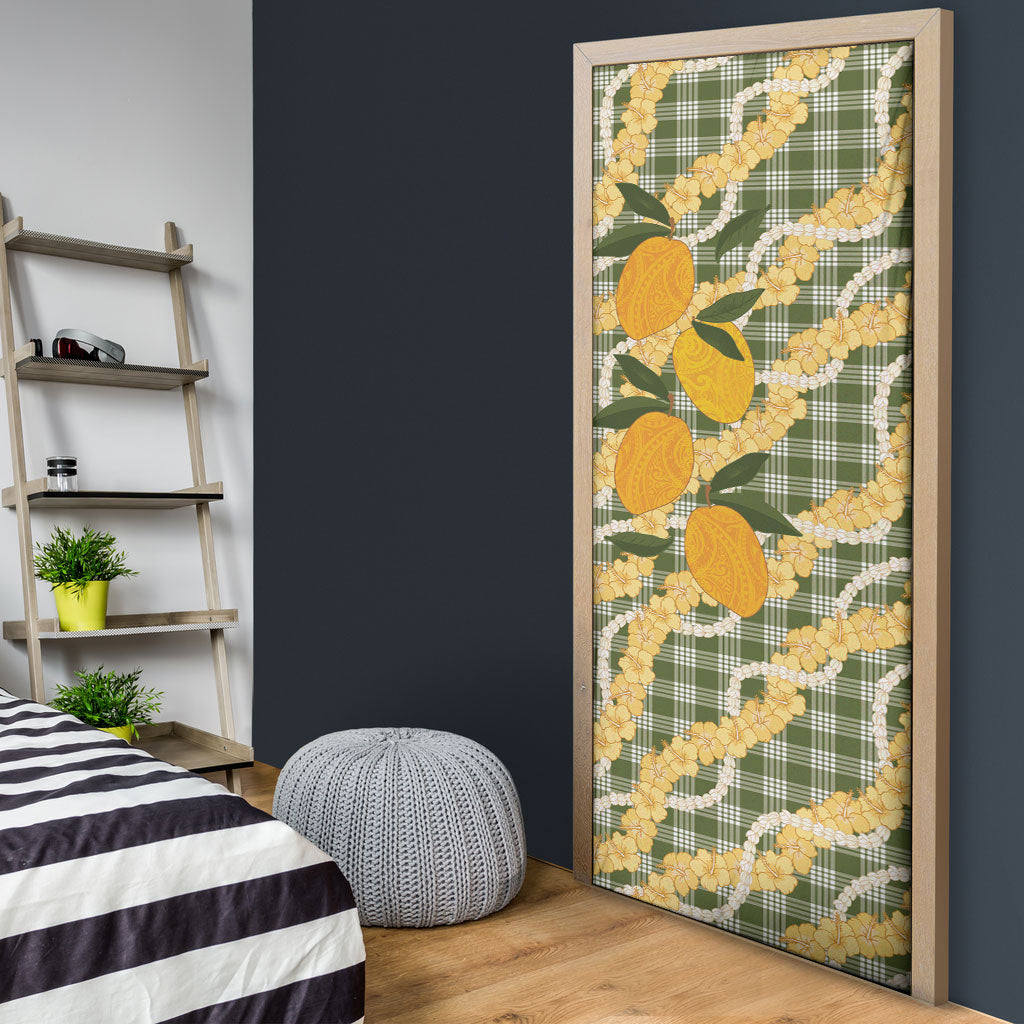 Uliuli Ahiahia Hawaiian Mango Palaka Door Cover Aloha Hibiscus Pikake Lei LT9 - Polynesian Pride