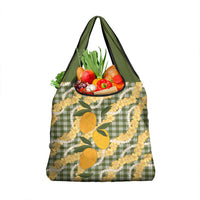 Uliuli Ahiahia Hawaiian Mango Palaka Grocery Bag Aloha Hibiscus Pikake Lei LT9 1-pack One Size Sage Green - Polynesian Pride