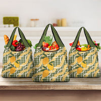Uliuli Ahiahia Hawaiian Mango Palaka Grocery Bag Aloha Hibiscus Pikake Lei LT9 3-pack One Size Sage Green - Polynesian Pride