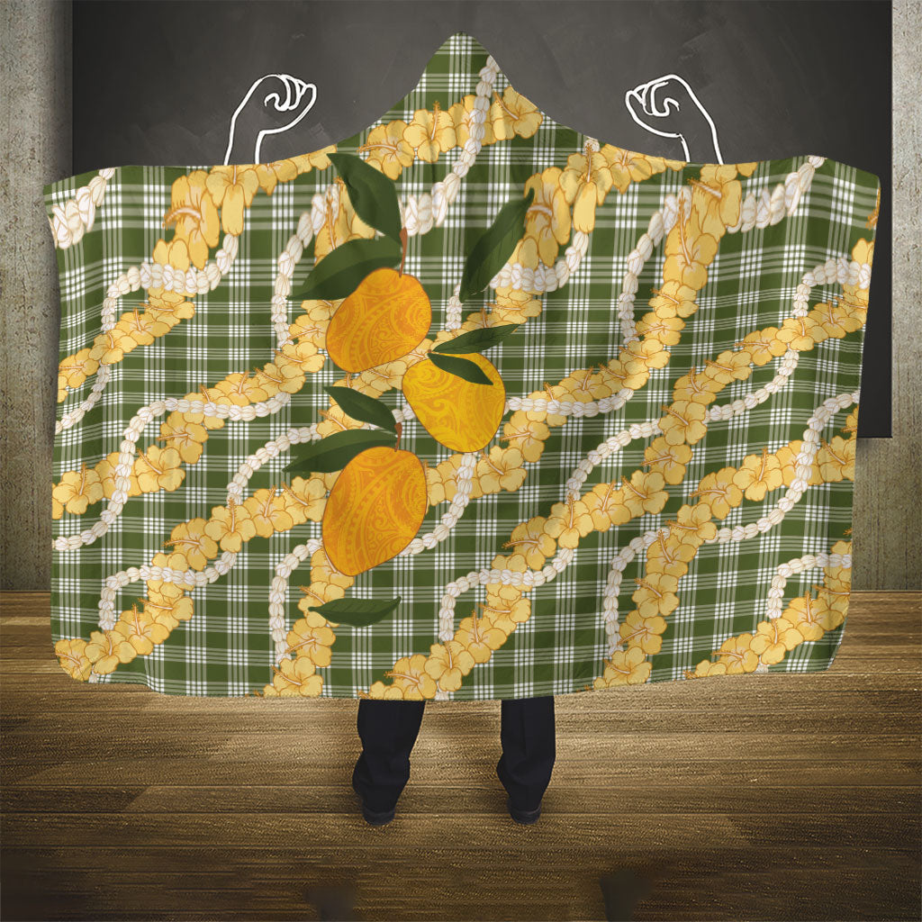 Uliuli Ahiahia Hawaiian Mango Palaka Hooded Blanket Aloha Hibiscus Pikake Lei LT9 - Polynesian Pride