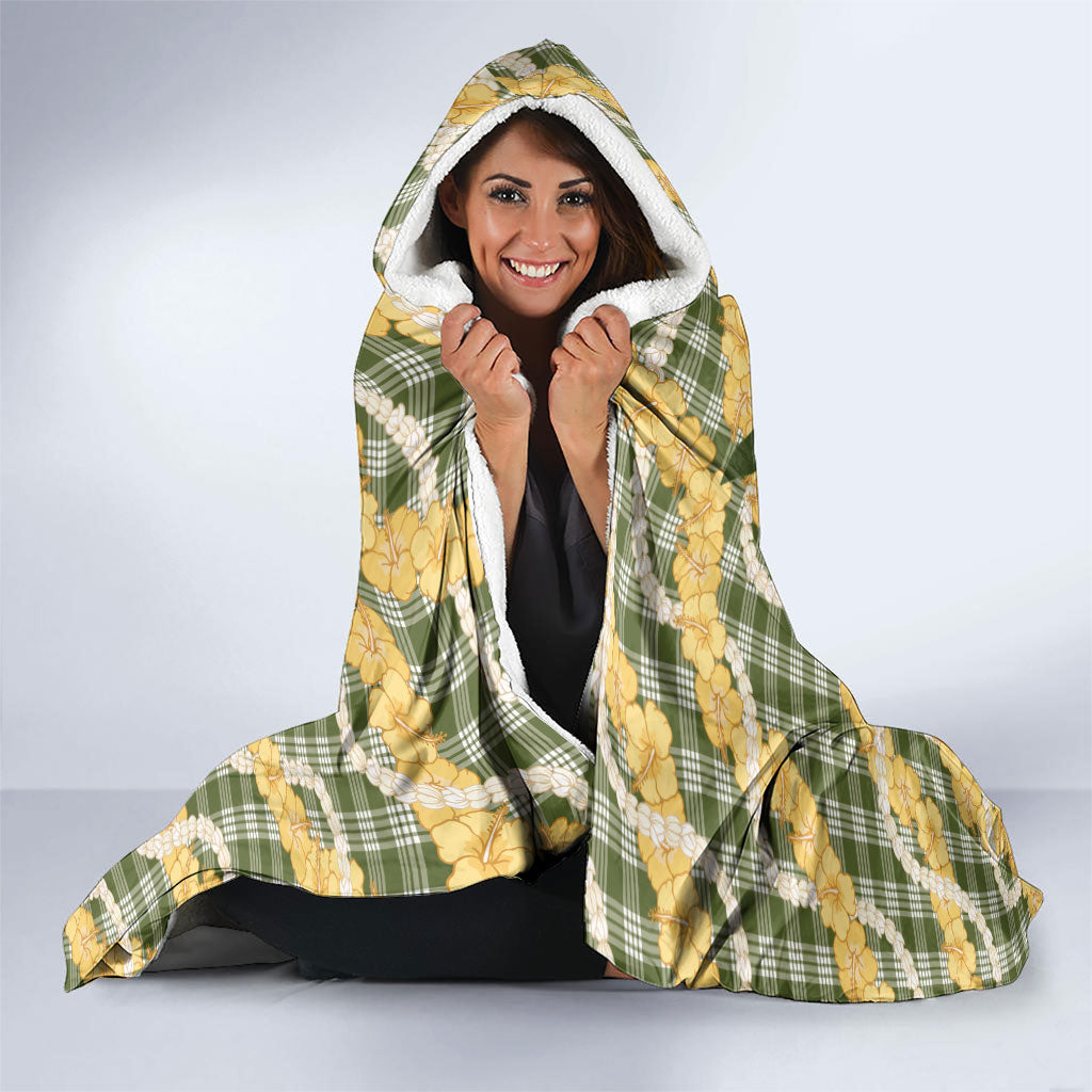 Uliuli Ahiahia Hawaiian Mango Palaka Hooded Blanket Aloha Hibiscus Pikake Lei LT9 - Polynesian Pride