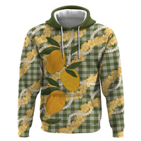 Uliuli Ahiahia Hawaiian Mango Palaka Hoodie Aloha Hibiscus Pikake Lei LT9 Pullover Hoodie Sage Green - Polynesian Pride