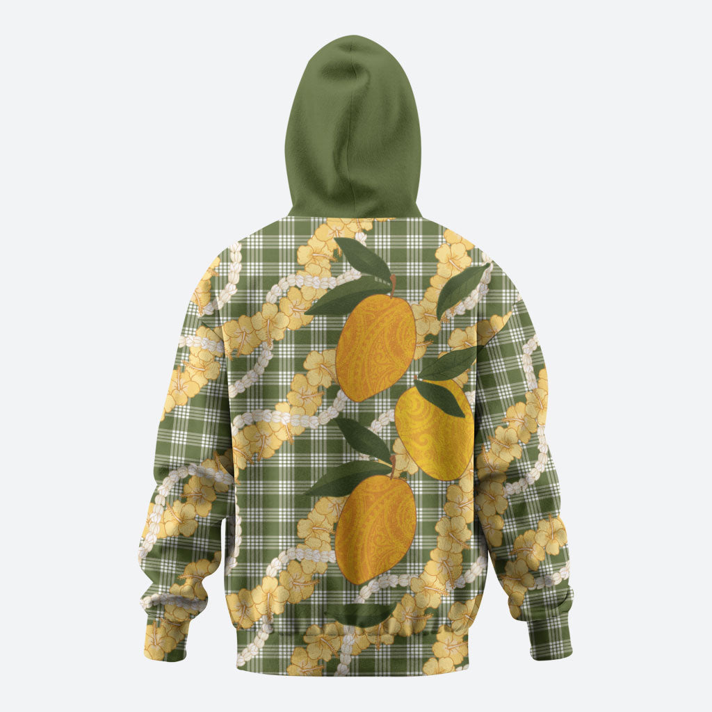 Uliuli Ahiahia Hawaiian Mango Palaka Hoodie Aloha Hibiscus Pikake Lei LT9 - Polynesian Pride