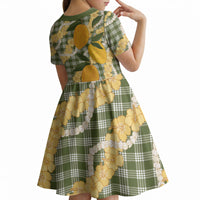 Uliuli Ahiahia Hawaiian Mango Palaka Kid Short Sleeve Dress Aloha Hibiscus Pikake Lei LT9 - Polynesian Pride