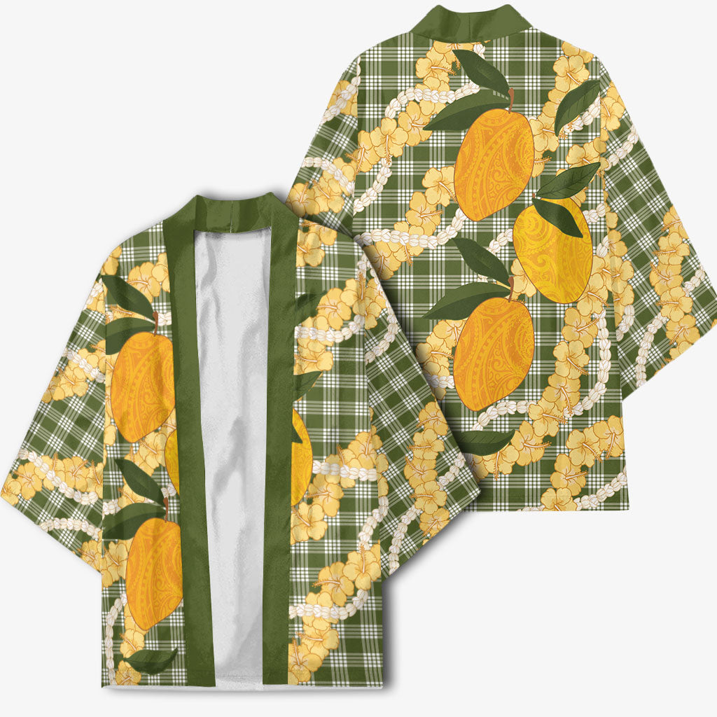 Uliuli Ahiahia Hawaiian Mango Palaka Kimono Aloha Hibiscus Pikake Lei LT9 - Polynesian Pride