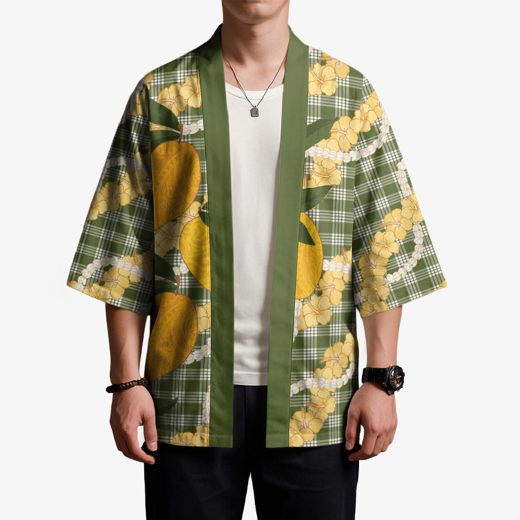 Uliuli Ahiahia Hawaiian Mango Palaka Kimono Aloha Hibiscus Pikake Lei LT9 - Polynesian Pride