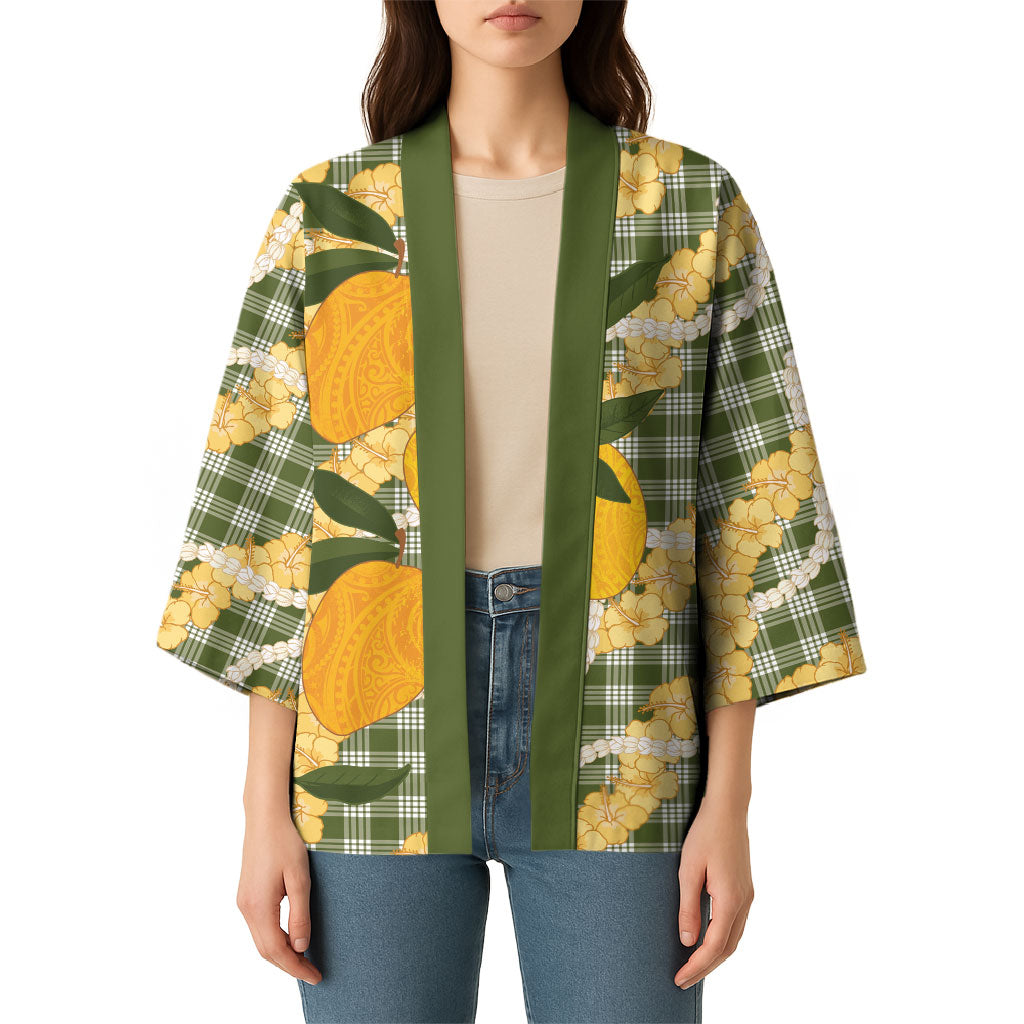 Uliuli Ahiahia Hawaiian Mango Palaka Kimono Aloha Hibiscus Pikake Lei LT9 - Polynesian Pride