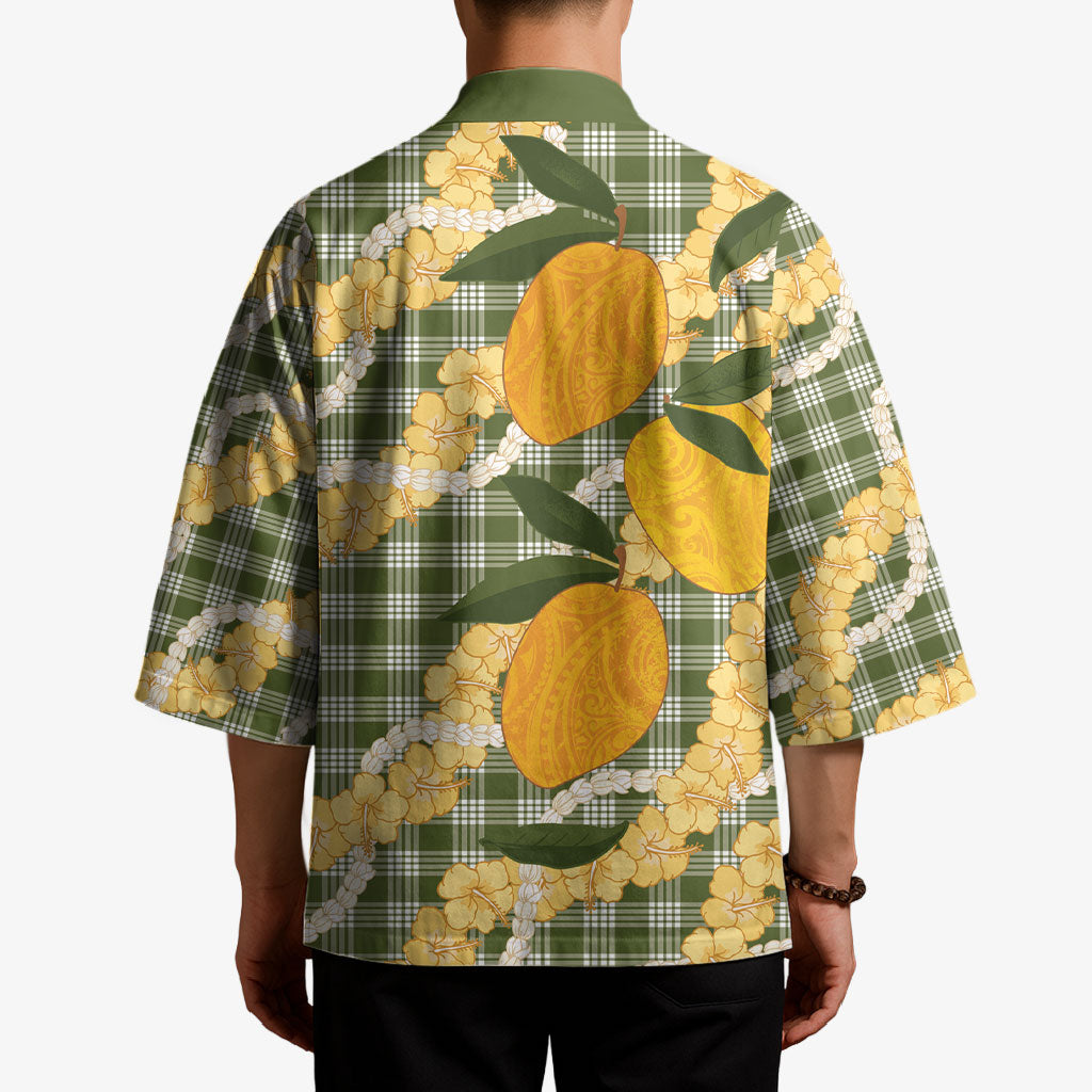 Uliuli Ahiahia Hawaiian Mango Palaka Kimono Aloha Hibiscus Pikake Lei LT9 - Polynesian Pride