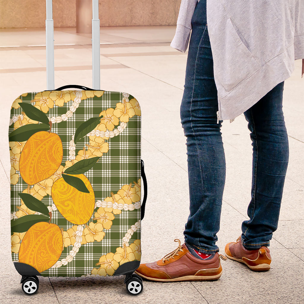 Uliuli Ahiahia Hawaiian Mango Palaka Luggage Cover Aloha Hibiscus Pikake Lei LT9 Sage Green - Polynesian Pride