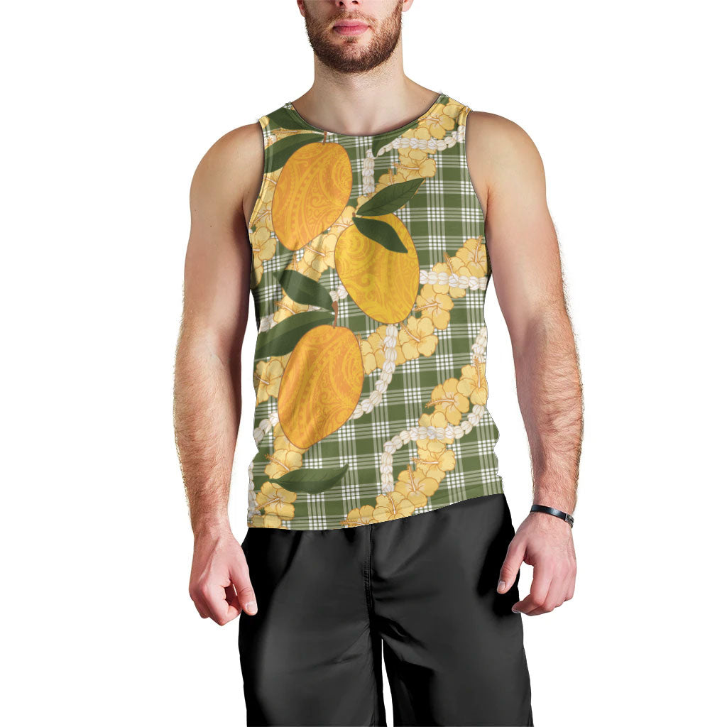 Uliuli Ahiahia Hawaiian Mango Palaka Men Tank Top Aloha Hibiscus Pikake Lei LT9 - Polynesian Pride