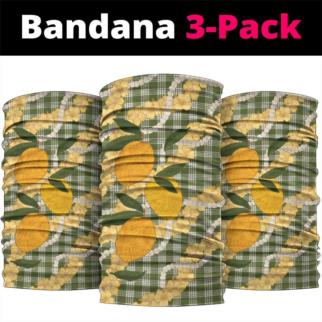 Uliuli Ahiahia Hawaiian Mango Palaka Neck Gaiter Aloha Hibiscus Pikake Lei LT9 package One Size: 25*50cm Sage Green - Polynesian Pride
