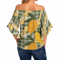 Uliuli Ahiahia Hawaiian Mango Palaka Off Shoulder Wrap Waist Top Aloha Hibiscus Pikake Lei LT9 - Polynesian Pride