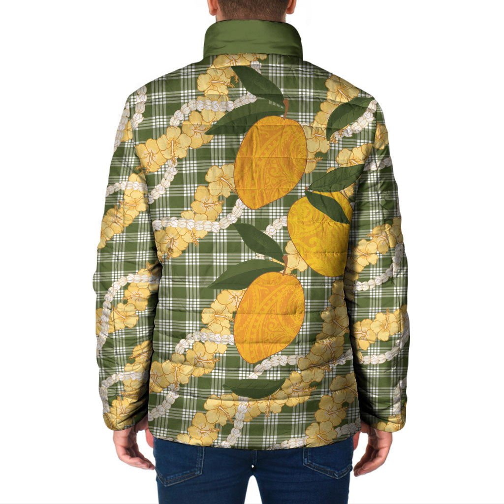 Uliuli Ahiahia Hawaiian Mango Palaka Padded Jacket Aloha Hibiscus Pikake Lei LT9 - Polynesian Pride