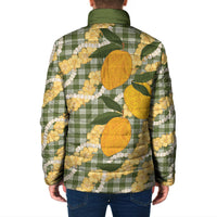Uliuli Ahiahia Hawaiian Mango Palaka Padded Jacket Aloha Hibiscus Pikake Lei LT9 - Polynesian Pride