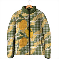 Uliuli Ahiahia Hawaiian Mango Palaka Padded Jacket Aloha Hibiscus Pikake Lei LT9 - Polynesian Pride