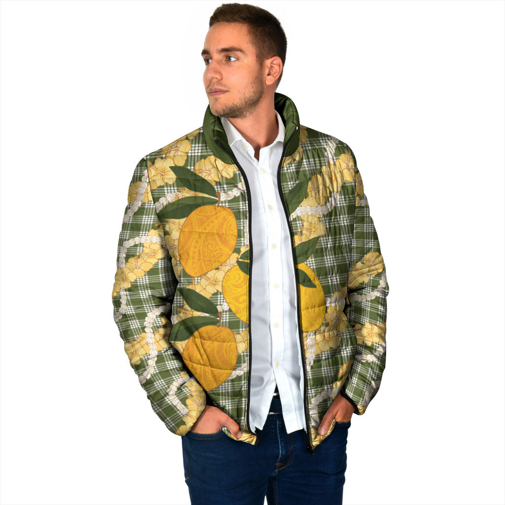 Uliuli Ahiahia Hawaiian Mango Palaka Padded Jacket Aloha Hibiscus Pikake Lei LT9 - Polynesian Pride