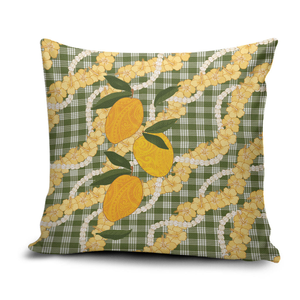 Uliuli Ahiahia Hawaiian Mango Palaka Pillow Cover Aloha Hibiscus Pikake Lei LT9 Sage Green - Polynesian Pride