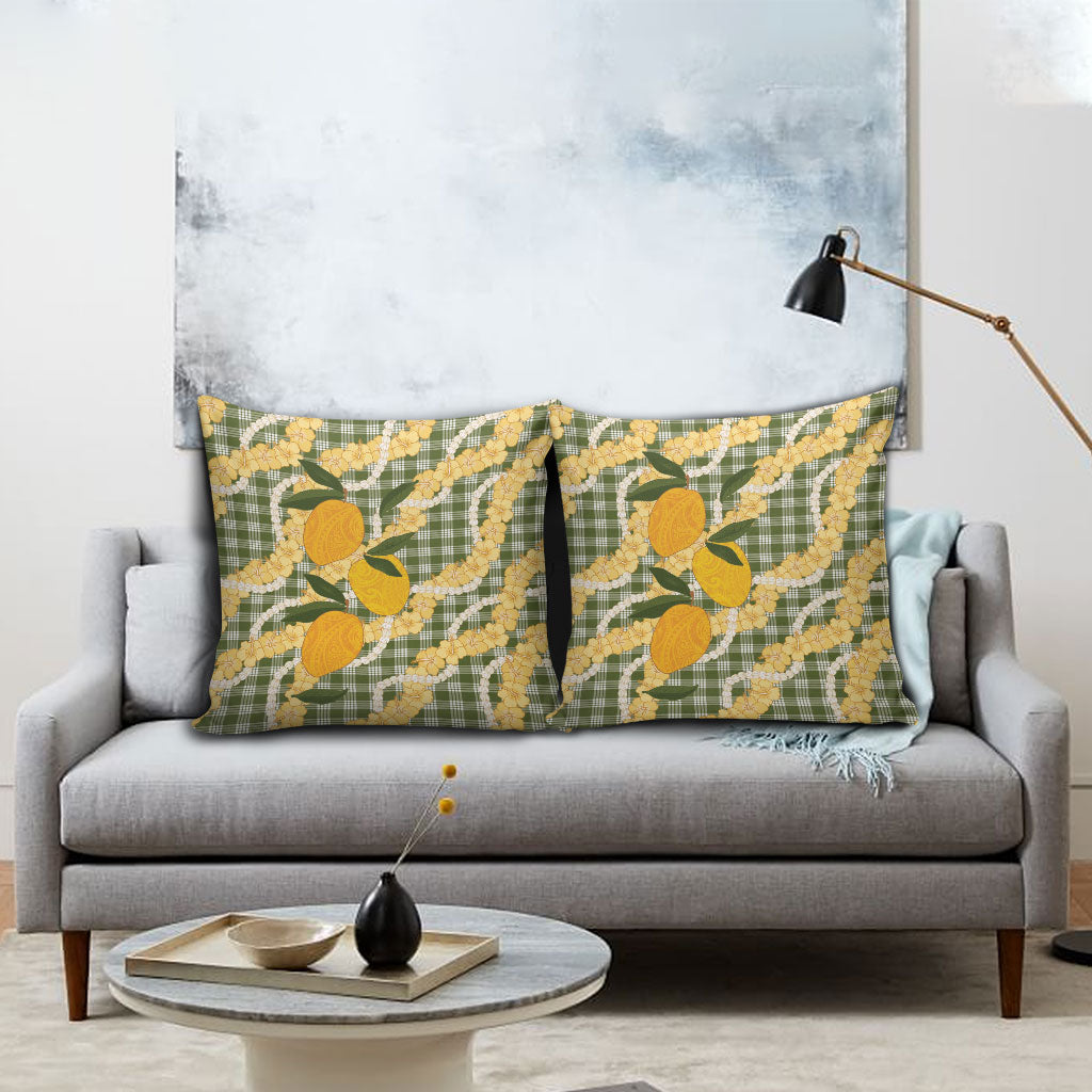 Uliuli Ahiahia Hawaiian Mango Palaka Pillow Cover Aloha Hibiscus Pikake Lei LT9 - Polynesian Pride