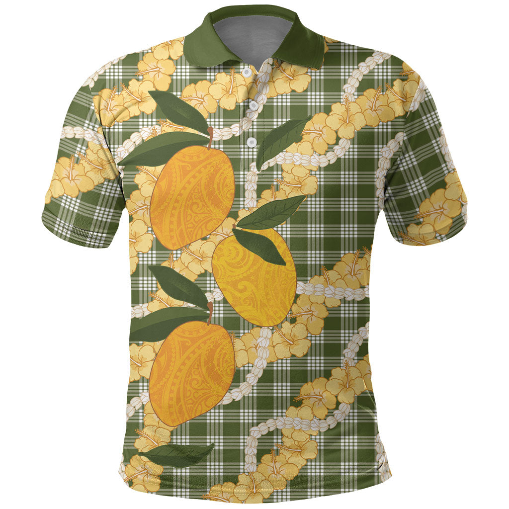 Uliuli Ahiahia Hawaiian Mango Palaka Polo Shirt Aloha Hibiscus Pikake Lei LT9 Sage Green - Polynesian Pride