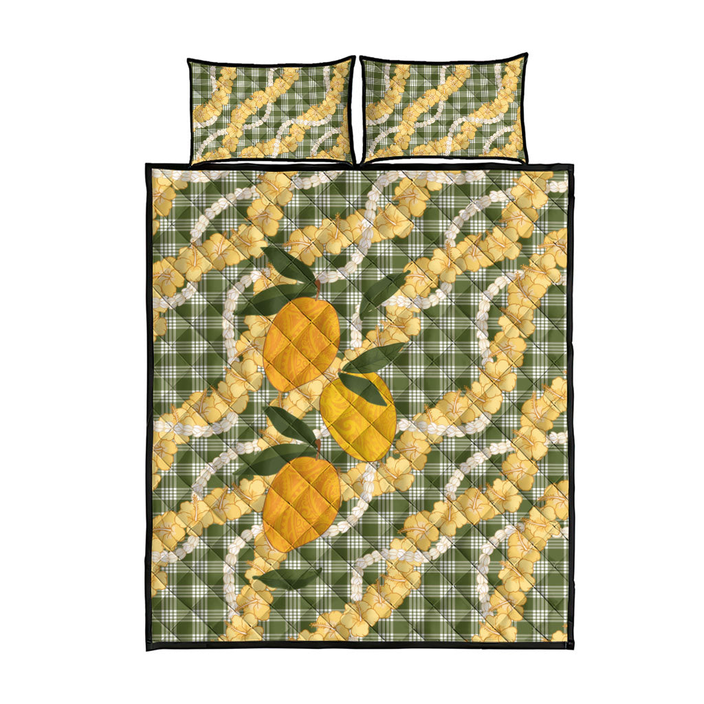 Uliuli Ahiahia Hawaiian Mango Palaka Quilt Bed Set Aloha Hibiscus Pikake Lei LT9 - Polynesian Pride