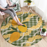 Uliuli Ahiahia Hawaiian Mango Palaka Round Carpet Aloha Hibiscus Pikake Lei LT9 - Polynesian Pride
