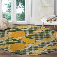 Uliuli Ahiahia Hawaiian Mango Palaka Round Carpet Aloha Hibiscus Pikake Lei LT9 - Polynesian Pride