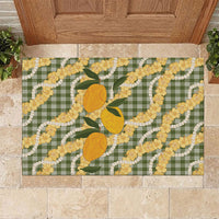 Uliuli Ahiahia Hawaiian Mango Palaka Rubber Doormat Aloha Hibiscus Pikake Lei LT9 Sage Green - Polynesian Pride