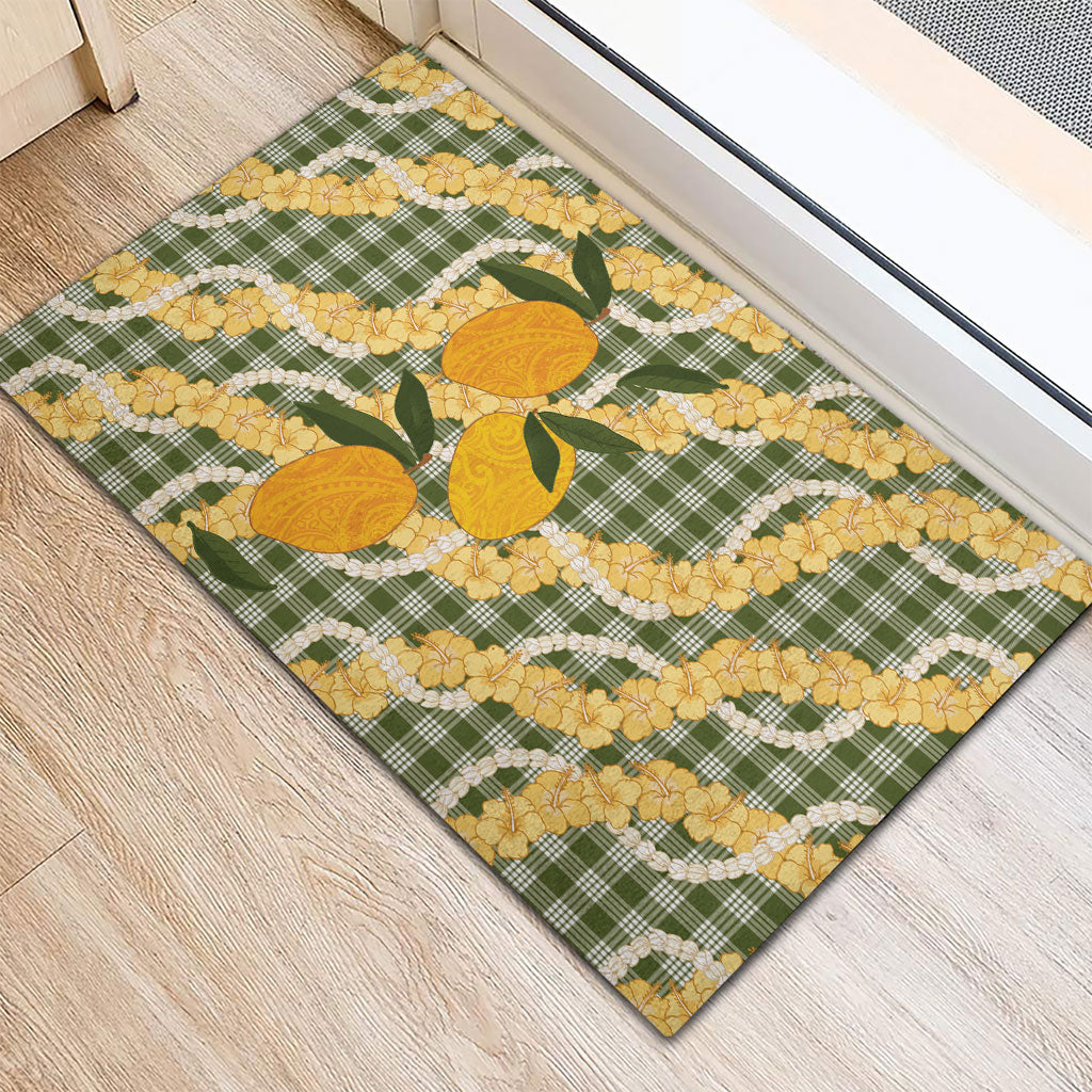 Uliuli Ahiahia Hawaiian Mango Palaka Rubber Doormat Aloha Hibiscus Pikake Lei LT9 - Polynesian Pride
