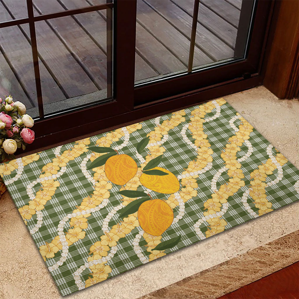 Uliuli Ahiahia Hawaiian Mango Palaka Rubber Doormat Aloha Hibiscus Pikake Lei LT9 - Polynesian Pride