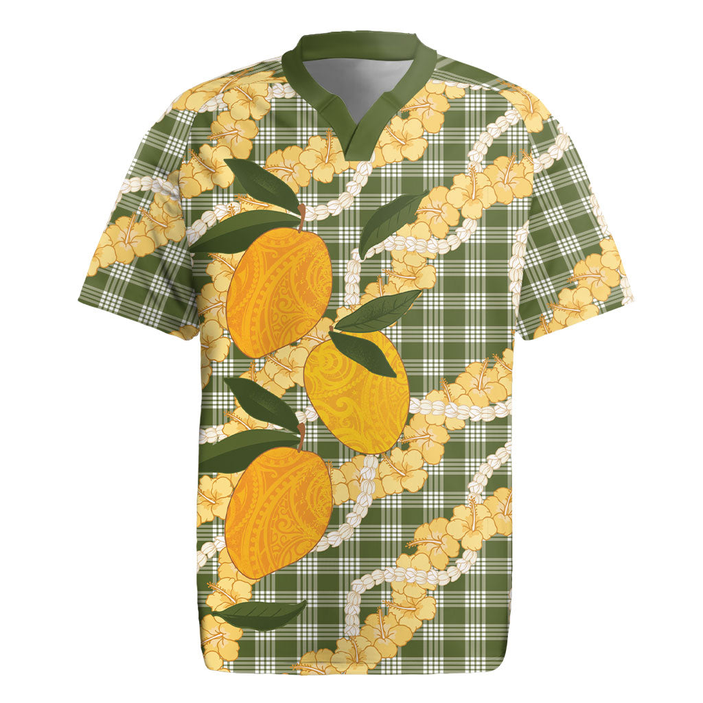 Uliuli Ahiahia Hawaiian Mango Palaka Rugby Jersey Aloha Hibiscus Pikake Lei LT9 Sage Green - Polynesian Pride