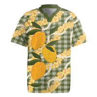 Uliuli Ahiahia Hawaiian Mango Palaka Rugby Jersey Aloha Hibiscus Pikake Lei LT9 Sage Green - Polynesian Pride